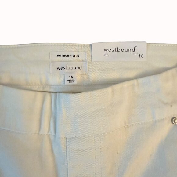 Westbound Skinny Crop Pants Size 16 High Rise White Stretch Tummy Control Slimmi - Picture 6 of 15